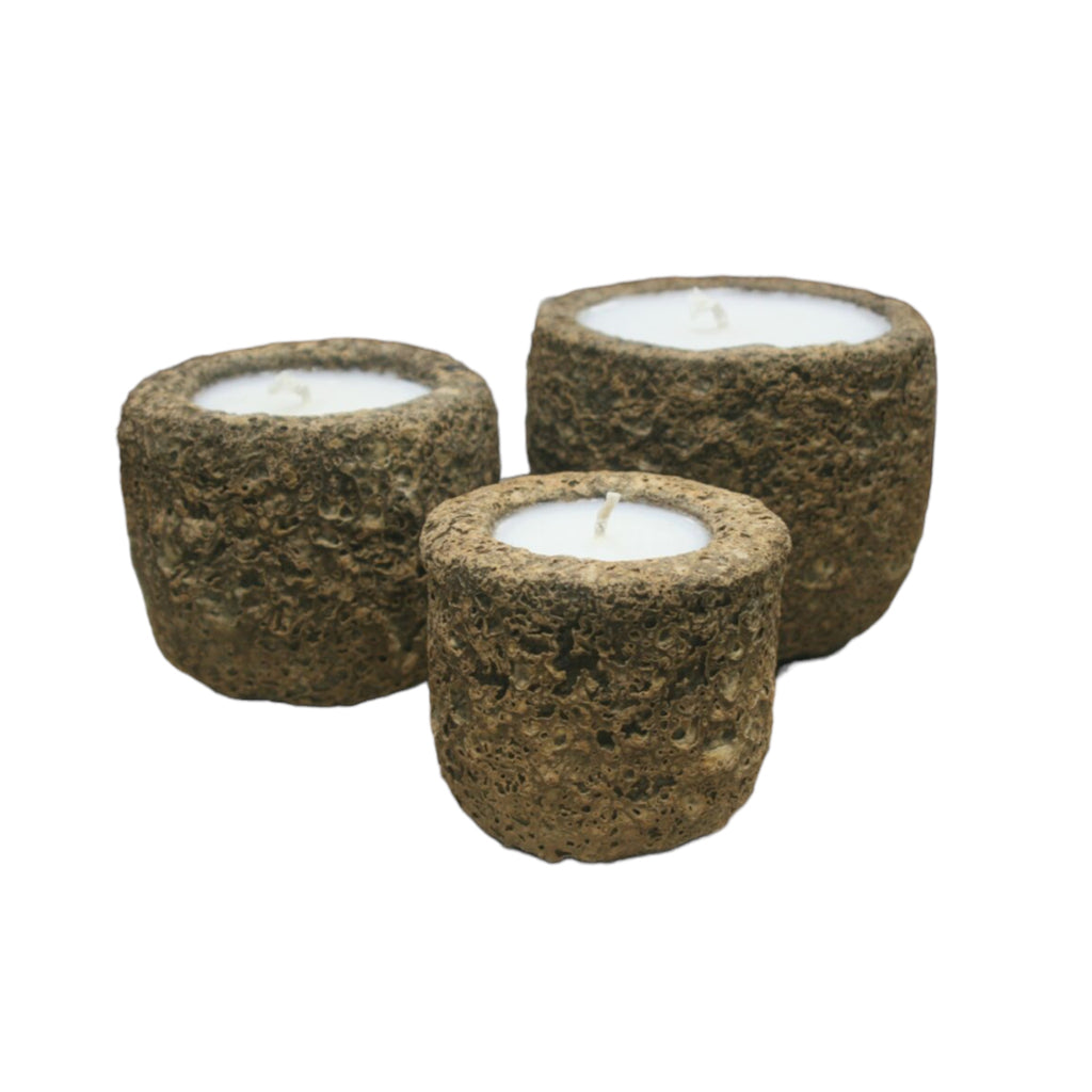 Stone Candle Pot Med