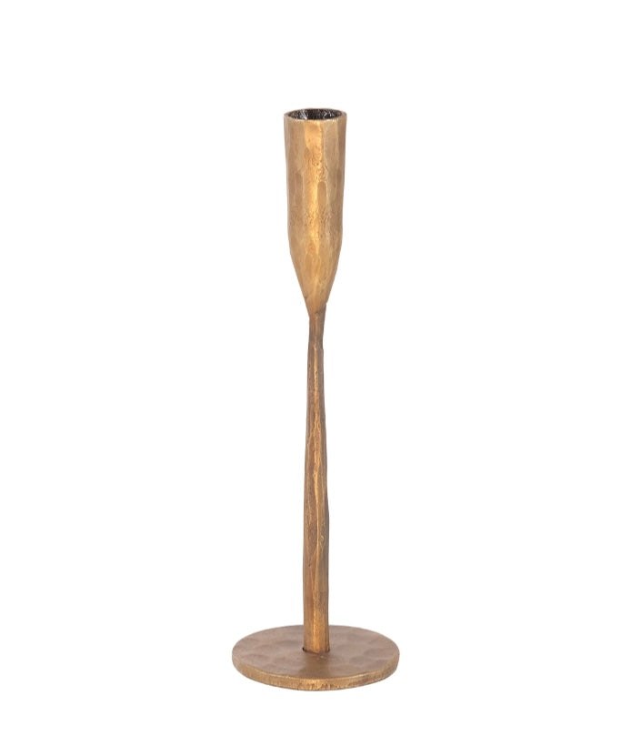 Hammered Brass Candlestick Med