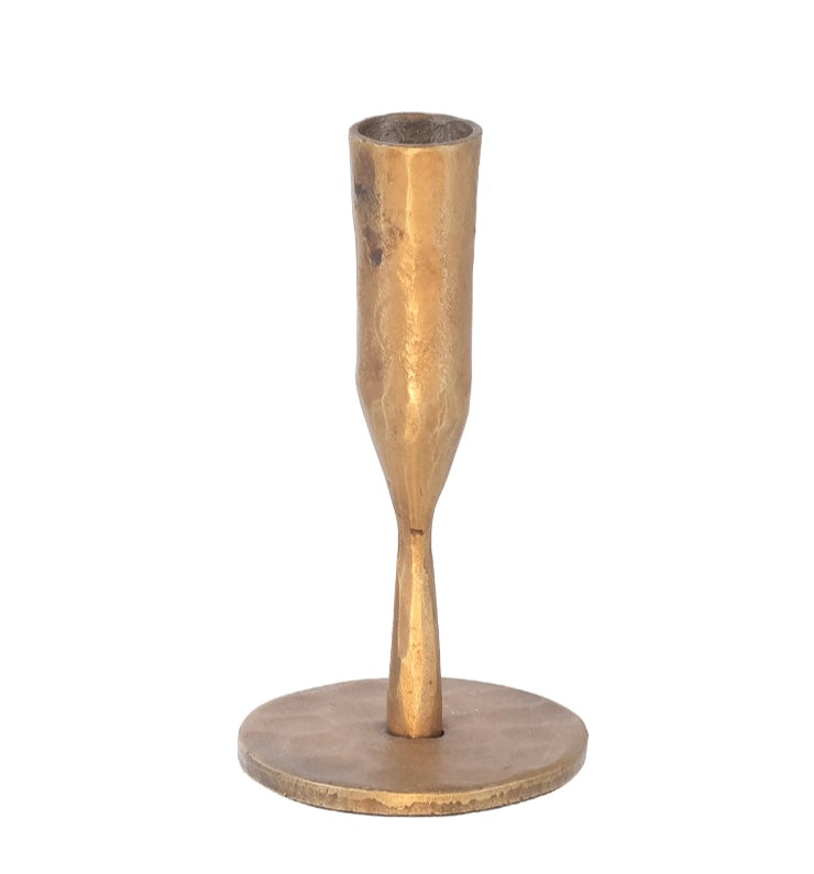 Hammered Brass Sml Candlestick