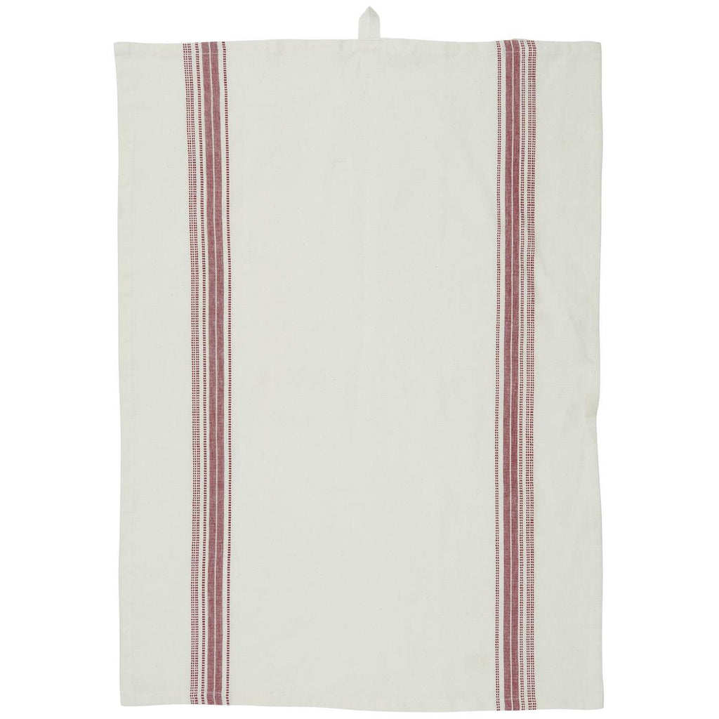 Tea Towel White with Red Stripe