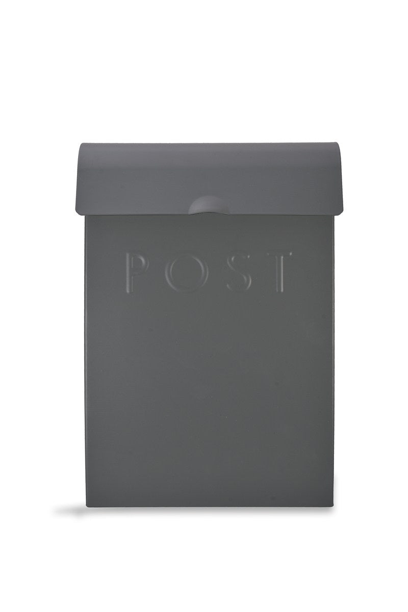 Post Box with Lock in Charcoal - Steel